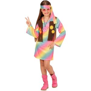 WIDMANN - Veelkleurig pastel hippie kostuum voor meisjes - 140 (8-10 jaar)