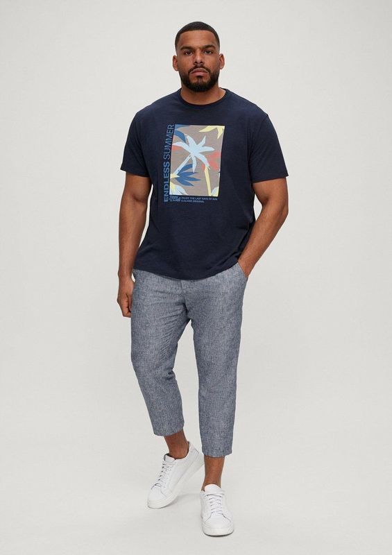 s.Oliver - DETROIT - Broek - Relaxte Crop Joggers - Linnenmix