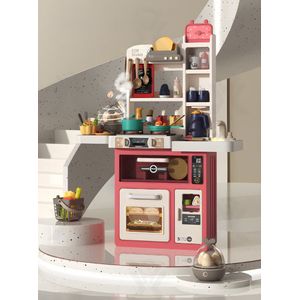 GoudenGracht - Speelgoed Keuken - Speelkeuken - Luxe en Realistische Speelgoedkeuken - 63 accessoires - Framboos