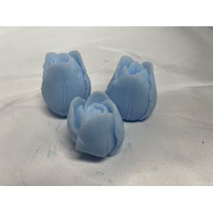 3 Zeepjes in de vorm van een tulp kleur Delftsblauw geur lavendel