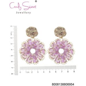 CandySweet Oorbellen - Set van 2 - Messing - Hypoallergeen en Metaal - Paars, Goud - 0x4x7 cm