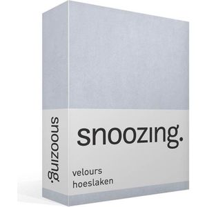 Snoozing velours hoeslaken - Tweepersoons - Hemel