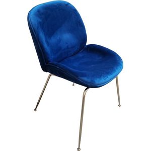 OHNO Furniture Milaan Eetkamerstoel - Stoel, Fluweel, Blauw, Goud