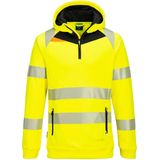 Portwest DX4 Hi-Vis 1/4 Hoodie met rits DX482 - Geel/Zwart - 4XL