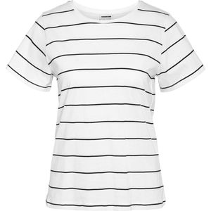 Noisy may T-shirt Nmstripe Nate S/s T-shirt Jrs 27029605 Bright White/1x1 Black Dames Maat - S