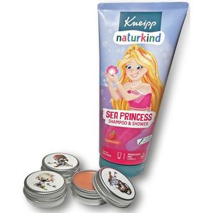 Kneipp naturkind Sea Princess shampoo&shower en Mini Mo Veganistische lippenbalsem met vanille smaak en SPF10 set van 3