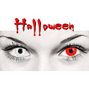 Partylens® kleurlenzen - Halloween Crazy Joker - zachte wit/rode jaarlenzen met lenshouder - partylenzen