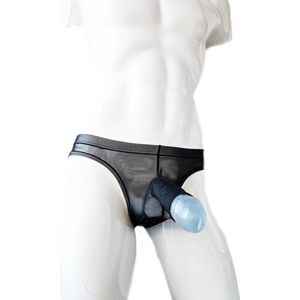 BamBella® Slip open kruis kant voor mannen - L/XL - doorzichtig Erotische Sexy Lingerie Heren - Zwart mannen ondergoed slip