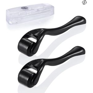 Equivera Baardroller - 2 Stuks - 0,5 mm / 1 mm - Met Opbergdoosje - Dermaroller - Baardgroei Kit - Sinterklaas Cadeau - Kerstcadeau