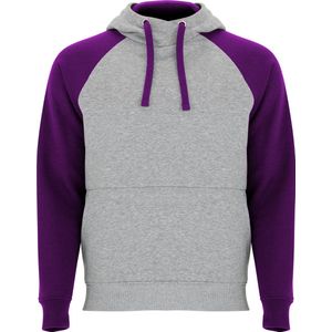 Grijs / Paars Hoodie met raglan mouwen model Badet merk Roly maat M