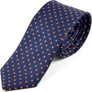 Tailor Toki Blauwe stropdas met oranje stippen voor heren