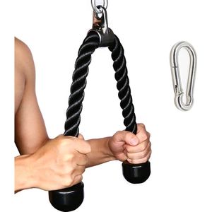 Tricep Touw - Tricep Rope - Triceps Trainer - Trekkoord voor Krachtstations - Press Down - Fitness - Zwart - Nylon