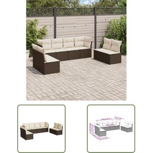 The Living Store Loungeset Tuinmeubelen - 2/4-Zitsbank Bruin PE Rattan Modulair - Afneembare Hoes