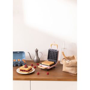 CREATE STONE 2 in 1 COMPACT - Sandwichgrill en wafelijzer met verwisselbare platen - Pastel Roze
