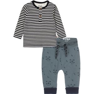 Dirkje - Kledingset - Broek groen met beertjes - Shirt gestreept met opasluiting - Maat 50