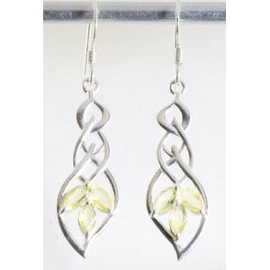 Zilveren Oorbellen - Opengewerkt - Met Citrien - 925 Zilver