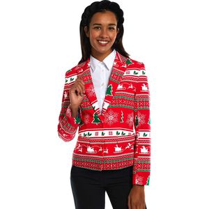 OppoSuits Winter Woman - Dames Blazer - Kerst Jasje - Rood - Maat: EU 46