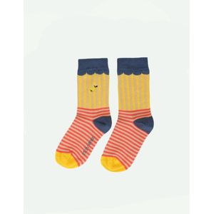 Sticky Lemon - socks - stripes - submarine yellow + coral pink