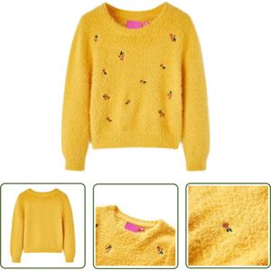 vidaXL Meisjestrui - Kindertrui - Kindertrui gebreid 92 okerkleurig - Jongenstrui - Babytrui - Warme Trui