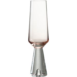 J-Line Walker champagneglas - glas - transparant/oranje - 4 stuks - woonaccessoires
