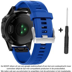 Blauw Siliconen horlogebandje geschikt voor Garmin Fenix 5 (& 5 Plus & Sapphire) / Forerunner 935/945 / Quatix 5 &5 Sapphire / Fenix 6 &6 Plus / Approach S60 & S62 / MARQ devices / D2 Delta – Quickfit Compatibel – 22 mm blue smartwatch band