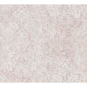 VINTAGE ORNAMENTEN EN BLOEMEN | Met Glitters - roze wit crème zilver - Livingwalls Mata Hari
