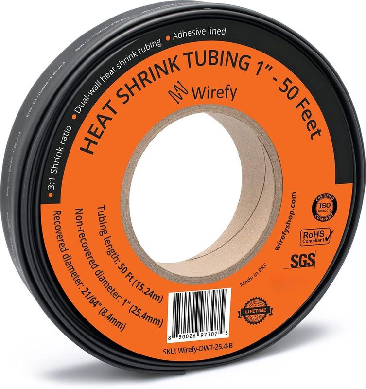 Wirefy - Krimpkous - Zwart - Rol van 15 m - Grote Diameter 25,4 mm - 3:1 Dubbelwandig