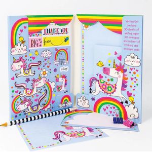 Briefpapier voor Meisjes met Stickers en Enveloppen - Map met 30 Vel Gelinieerd Briefpapier & 20 Bijpassende Enveloppen & Stickers & Sluitzegels - Unicorn Speelgoed - Briefpapier met Enveloppen - Briefpapier - Stationery - Cadeau Meisje