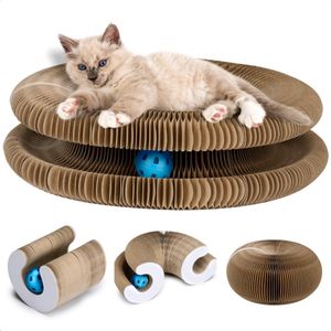 Cheqo® Krabkarton Kat - Opvouwbaar Kattenspeelgoed - Krabtoren - Flexibel Krabmeubel - Duurzaam Karton - 3 Stuks
