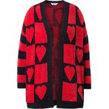 Angel of Style Angel of Style - Dames - Vest straight fit hartmotief gestreepte lange mouw - Neonrood - Maat 42+