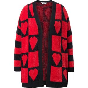 Angel of Style Angel of Style - Dames - Vest straight fit hartmotief gestreepte lange mouw - Neonrood - Maat 42+