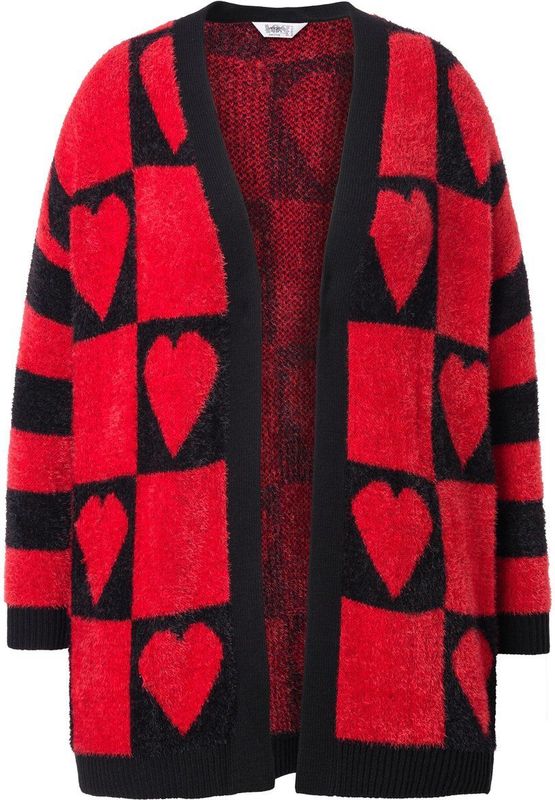 Angel of Style Angel of Style - Dames - Vest straight fit hartmotief gestreepte lange mouw - Neonrood - Maat 42+