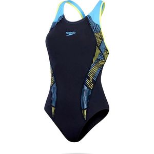 Speedo Womens Placement Laneback True Navy / Curious Blue / Lemon Drizzle