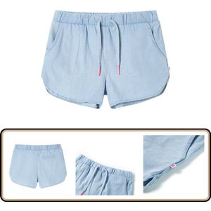 Kindershorts zachtdenimblauw maat 140 - Comfortabel Kindershorts - Kindershorts - Kinderkleding - Kinderkled