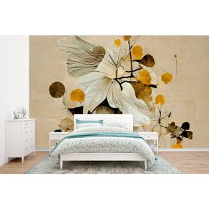 Bloemen - Planten - Goud - Vintage - Behangpapier
