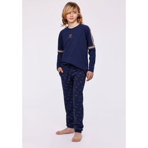 Woody Studio pyjama jongens/heren - donkerblauw - mammoet - 232-12-QRL-Z/826 - maat 152