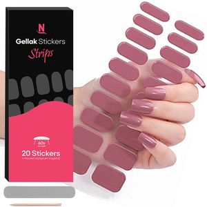 Nagelstad - Gellak Stickers - Mauve - Gel Strips / Wrap Set - 20 Stuks + Houtje & Nagelvijl