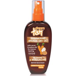 Dream Tan Shimmering Bronze Dry Oil 100ml - Snelle Bruining met Hydratatie & UV-bescherming voor Gezicht en Lichaam