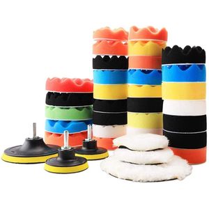 EGoods - Set van 39 stuks Polijsten Pad Kit voor Auto - Spons en Pluche Buffing - Buigbaar en Herbruikbaar - Wasbaar - Ideaal voor Schuren, Polijsten en Waxen