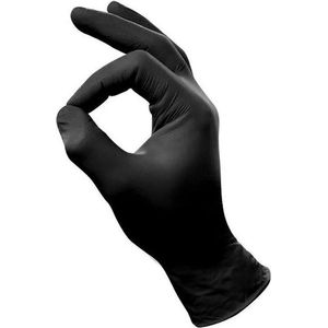 Handschoenen Latex zwart poedervrij 100st, XL
