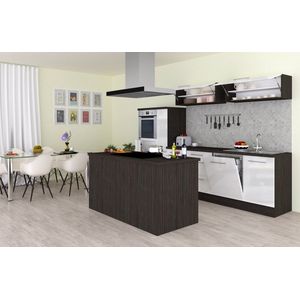 Eilandkeuken 310  cm - complete keuken met apparatuur Amanda  - Eiken grijs/Wit - soft close - keramische kookplaat - vaatwasser - afzuigkap - oven  - spoelbak