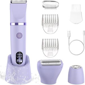 3-in-1 Ladyshave voor Vrouwen – Elektrisch Scheerapparaat – Bikinitrimmer - Gezichts- en Lichaamshaarverwijdering Met Opzetstukken – USB oplaadbare Ladyshaves met LCD Display