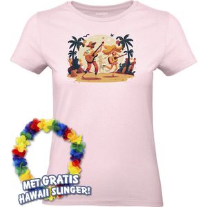 Dames t-shirt Hippies Tropical | Toppers in Concert 2024 | Club Tropicana | Hawaii Shirt | Ibiza Kleding | Lichtroze Dames | maat S