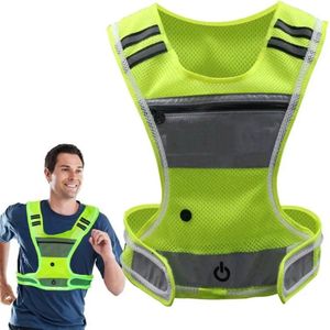 DeXem - Oplichtend led-reflecterend hardloopvest - hardloop vest - Verstelbare koplichthoek en elastische riem Veiligheidsnachtlampje - Vest USB-opladen Nachtwandelen