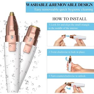 2-in-1 USB oplaadbare wenkbrauwtrimmer voor vrouwen met ingebouwde LED-lamp - Gezichtshaar verwijderen