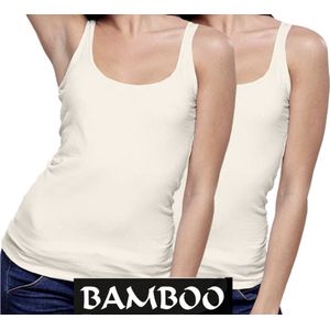 Bamboe dames top (tank top model) – 2 paar - dames – 95% bamboe – superzacht – champagne – maat XL