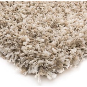 Hoogpolig vloerkleed Gemêleerd - Shaggy Prime wit/beige 80x150 cm