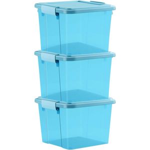 Kunststof opbergdozen met deksels - 3 verpakkingen - 40 liter - stapelbare opslagcontainer - handgrepen - thuis - kantoor luchtdichte opbergbox
