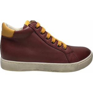 naturino rits veter effen lederen hoge sneakers Bruges Bordo/geel mt 30