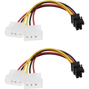 PCI-E voedingskabel 6-pins naar dubbel 4-pins Molex adapter - Voedingskabel voor grafische kaart - 15 cm